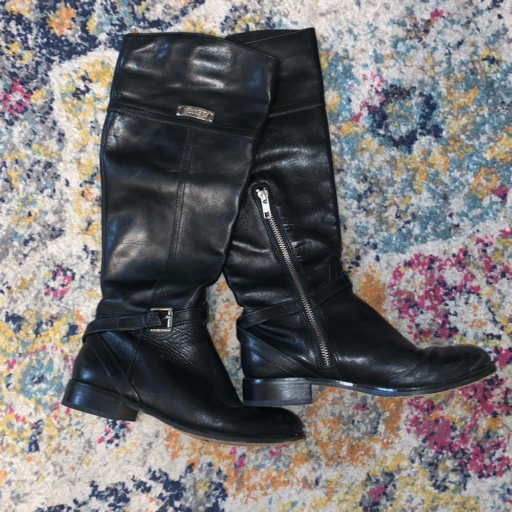 Black leather Coach women’s boots